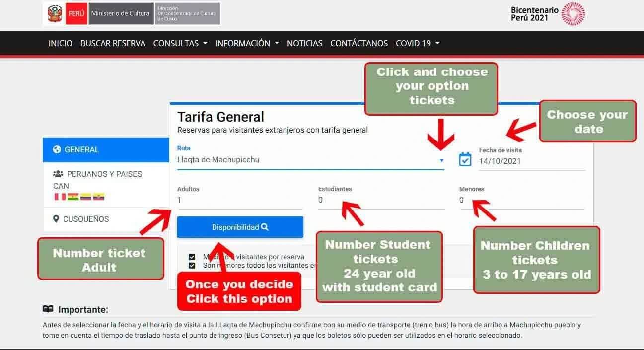 Machu Picchu tickets official
